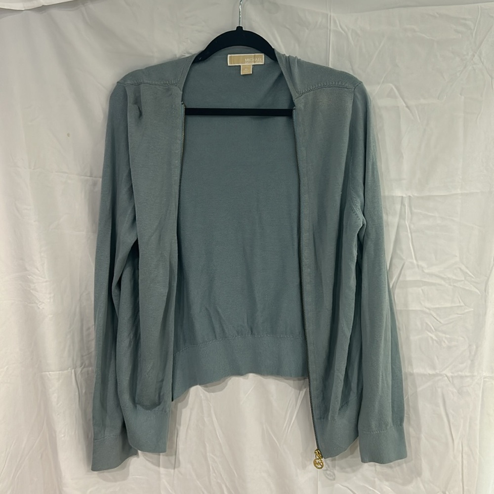 Michael Kors Light Blue Open-Front Cardigan